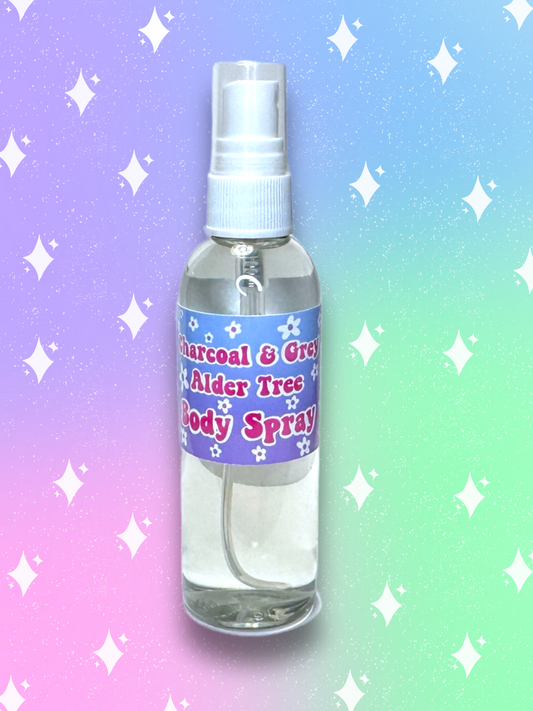 Charcoal and Grey Alder Tree Body Spray, 100ml or 200ml Plastic Spray Bottle