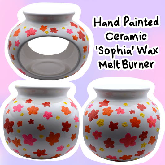 Hand Painted Minimal Florals Ceramic ‘Sophia’ Wax Melt Burner