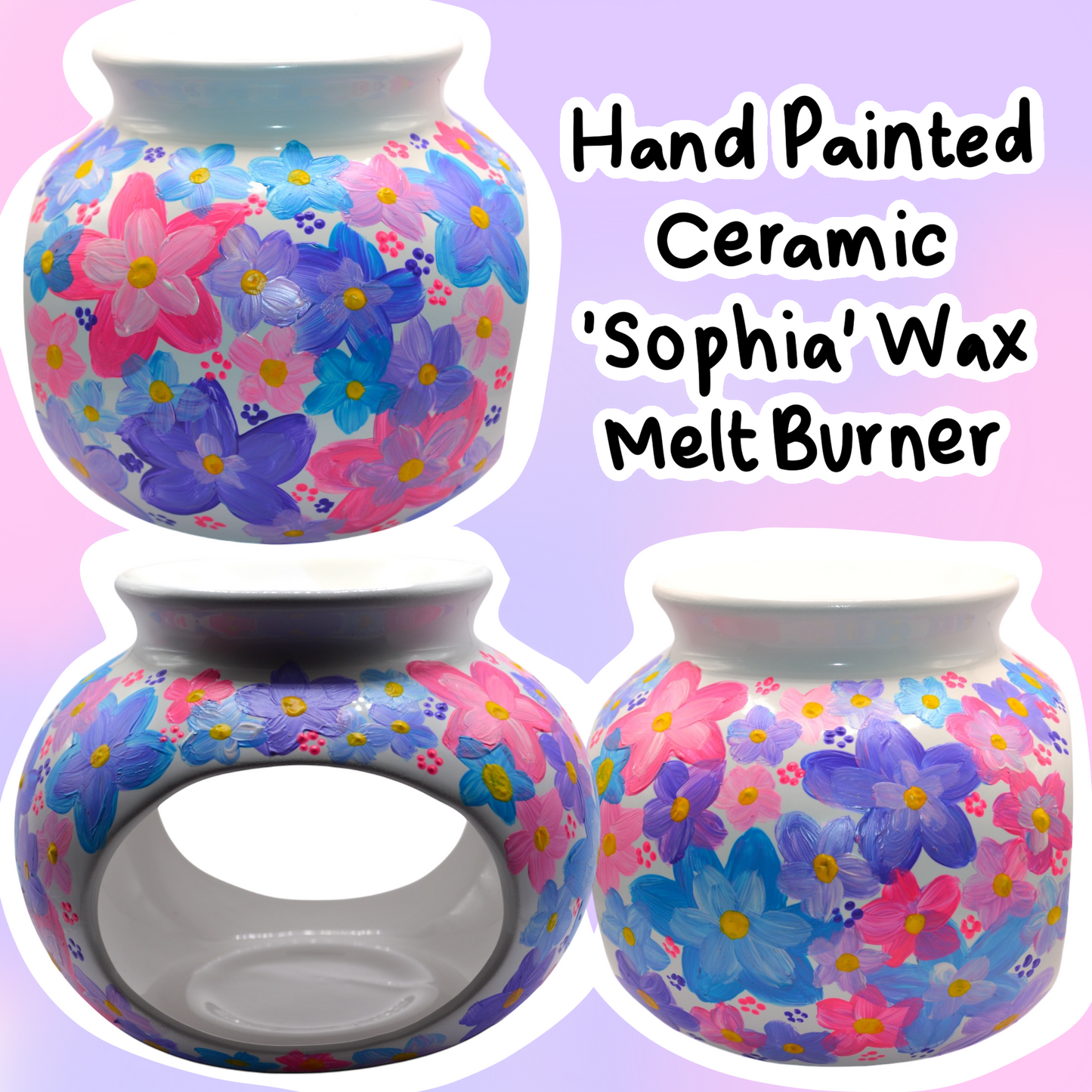 Hand Painted Floral Ceramic ‘Sophia’ Wax Melt Burner