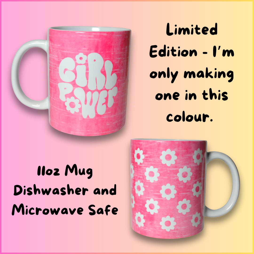 Girl Power Mug with Flowers in Pink