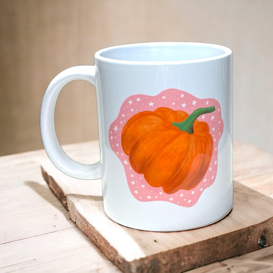 (PRE-ORDER) Wonky Pink, Pumpkin Mug Hand-drawn by me 💖