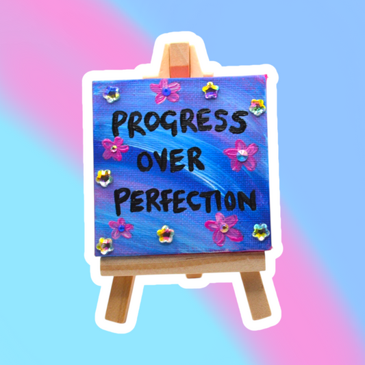 Progress Over Perfection Desk Top Painting With Easel