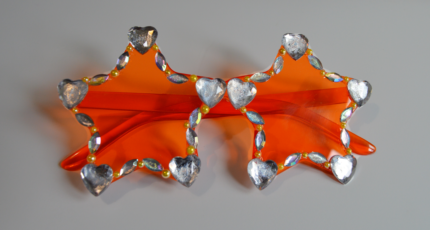 Bright Orange Star Gemmed Up Sunglasses